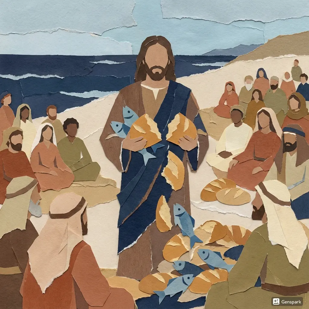 Mateo 15: 29-37. Multiplicación de 7 panes y unos peces.