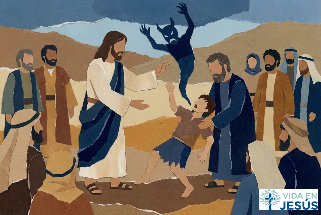 Marcos 9:14-29. Jesús expulsa al demonio sordo y mudo.