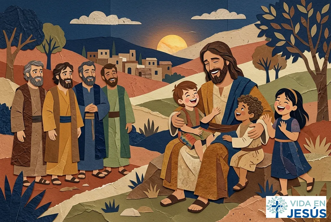 Marcos 10:13-16. Jesús bendice a niños.